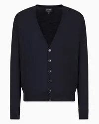 Giorgio Armani OFFICIAL STORE Cardigan Con Bottoni In Lana Vergine Blu