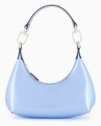 Giorgio Armani OFFICIAL STORE Mini Hobo Bag La Prima In Pelle Laminata Azzurro