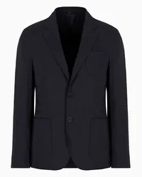 Giorgio Armani OFFICIAL STORE Giacca Linea Upton Monopetto In Twill Di Misto Seta Blu