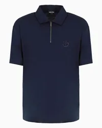 Giorgio Armani OFFICIAL STORE Polo A Maniche Corte In Jersey Di Lyocell E Seta Stretch Blu