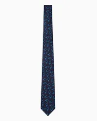 Giorgio Armani OFFICIAL STORE Cravatta In Pura Seta Jacquard Blu