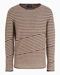 Giorgio Armani OFFICIAL STORE Maglia Girocollo In Lana Vergine, Cashmere E Seta Bouclé Marrone