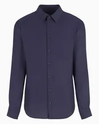 Giorgio Armani OFFICIAL STORE Camicia Slim Fit In Twill Di Seta Blu