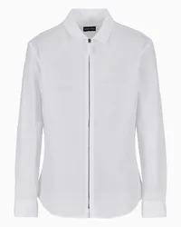 Giorgio Armani OFFICIAL STORE Camicia Con Zip In Cotone Seersucker Bianco