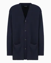 Giorgio Armani OFFICIAL STORE Maxi Cardigan In Lana E Cashmere Blu