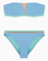 Giorgio Armani OFFICIAL STORE Bikini A Fascia Con Dettagli In Tulle Azzurro