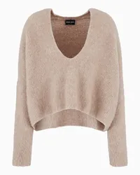 Giorgio Armani OFFICIAL STORE Maglia Con Scollo Ampio In Cashmere E Seta Stretch Beige