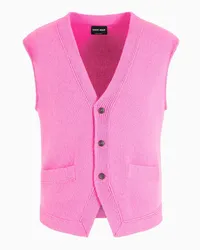 Giorgio Armani OFFICIAL STORE Gilet Monopetto In Maglia Di Cashmere Rosa