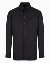 Giorgio Armani OFFICIAL STORE Camicia In Twill Di Cotone Luxury Nero