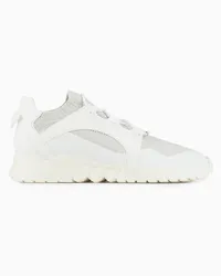 Giorgio Armani OFFICIAL STORE Sneakers In Maglia E Pelle Bianco