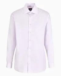 Giorgio Armani OFFICIAL STORE Camicia Regular Fit In Cotone Luxury Micro Rigato Rosa