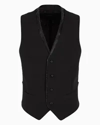 Giorgio Armani OFFICIAL STORE Giorgio's Gilet Monopetto In Crepe Di Lana Nero