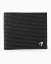 Giorgio Armani OFFICIAL STORE Portafogli Bifold In Pelle Stampata Nero