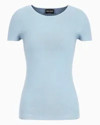 Giorgio Armani OFFICIAL STORE Maglia A Maniche Corte In Viscosa Punto Links Azzurro