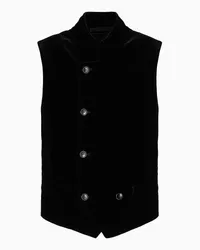 Giorgio Armani OFFICIAL STORE Gilet Monopetto In Velluto Nero