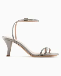 Giorgio Armani OFFICIAL STORE Sandali Con Tacco In Raso E Strass Grigio