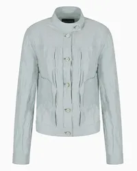 Giorgio Armani OFFICIAL STORE Denim Collection  Blouson In Cotone, Lino E Lurex Azzurro