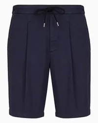 Giorgio Armani OFFICIAL STORE Bermuda In Gabardine Di Cotone Pima Stretch Blu