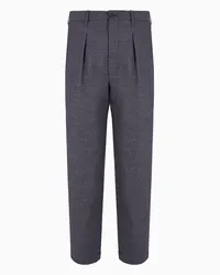 Giorgio Armani OFFICIAL STORE Pantaloni A Una Pince In Lana Vergine E Cashmere Effetto Denim Blu