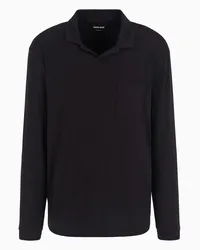 Giorgio Armani OFFICIAL STORE Polo A Maniche Lunghe In Jersey Di Cotone E Cashmere Nero