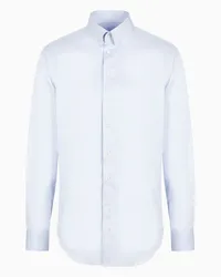 Giorgio Armani OFFICIAL STORE Camicia In Twill Di Cotone Azzurro