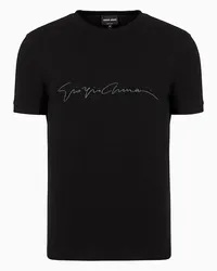 Giorgio Armani OFFICIAL STORE T-shirt In Jersey Bamboo Di Viscosa Stretch Nero