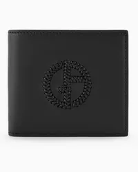 Giorgio Armani OFFICIAL STORE Portafogli Bifold Con Porta Monete In Pelle Con Logo Ricamato Marrone