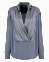 Giorgio Armani OFFICIAL STORE Camicia In Tripla Georgette Di Seta Grigio