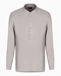 Giorgio Armani OFFICIAL STORE Camicia Regular Fit In Twill Di Seta Grigio