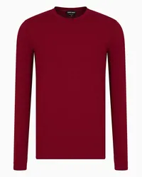 Giorgio Armani OFFICIAL STORE Maglia Girocollo A Maniche Lunghe In Jersey Di Viscosa Stretch Rosso