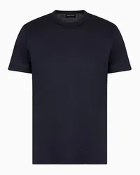 Giorgio Armani OFFICIAL STORE T-shirt In Jersey Rasato Di Misto Seta E Cotone Blu