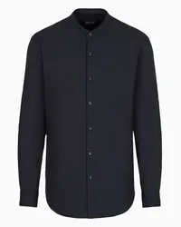 Giorgio Armani OFFICIAL STORE Camicia Icon In Cotone Unito Stretch Blu