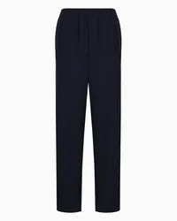 Giorgio Armani OFFICIAL STORE Pantaloni Flat Front In Gaufré Tecnico Blu