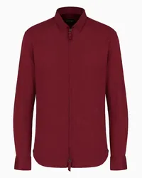 Giorgio Armani OFFICIAL STORE Camicia Con Zip In Jersey Di Cotone Bordeaux