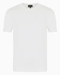 Giorgio Armani OFFICIAL STORE T-shirt Girocollo A Maniche Corte In Jersey Di Viscosa Stretch Bianco