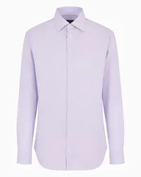 Giorgio Armani OFFICIAL STORE Camicia Regular Fit In Cotone Rigato Blu