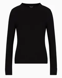 Giorgio Armani OFFICIAL STORE Maglione In Cashmere Con Profili A Coste Nero