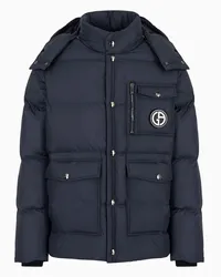 Giorgio Armani OFFICIAL STORE Bomber Con Cappuccio Imbottito In Piuma D'oca Asv Blu