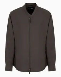 Giorgio Armani OFFICIAL STORE Camicia Con Zip In Twill Misto Seta Grigio