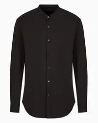 Giorgio Armani OFFICIAL STORE Camicia Icon In Cotone Unito Stretch Nero