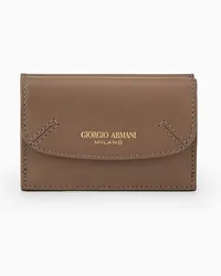 Giorgio Armani OFFICIAL STORE Mini Portafoglio Trifold La Prima In Pelle Palmellata Fango