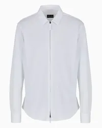 Giorgio Armani OFFICIAL STORE Camicia Con Zip In Jersey Di Cotone Bianco