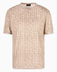 Giorgio Armani OFFICIAL STORE T-shirt Girocollo In Lino Con Stampa Intreccio Fantasia