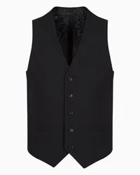 Giorgio Armani OFFICIAL STORE Gilet Monopetto In Lana Vergine Nero