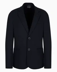 Giorgio Armani OFFICIAL STORE Giacca Monopetto Icon In Jersey Di Panno In Puro Cashmere Blu