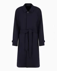 Giorgio Armani OFFICIAL STORE Trench In Doppio Crepe Di Lana Blu