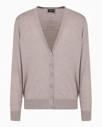 Giorgio Armani OFFICIAL STORE Cardigan Con Bottoni In Lana Vergine Beige