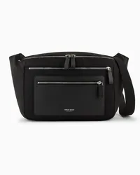 Giorgio Armani OFFICIAL STORE Crossbody Grande In Nylon E Pelle Granata Asv Nero