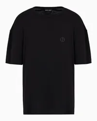 Giorgio Armani OFFICIAL STORE T-shirt A Maniche Corte In Pura Lana Vergine Nero