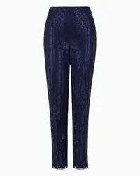 Giorgio Armani OFFICIAL STORE Pantaloni Dritti In Tulle Ricamo All-over Blu